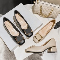 제이시 여자 발볼넓은 통굽 펌프스 정장 구두 5cm