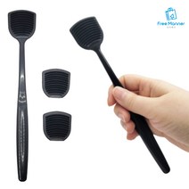 손잡이 혀클리너 본품 + 교체형 리필 2P 세트 부드러운 실리콘 구취제거 입냄새 설태 백태 제거 혓바닥 청소 혀닦기 구강관리, 색상랜덤 1세트