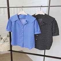 브이와이 VY 여자 반팔 슬릿 플라워패턴 패턴 블라우스