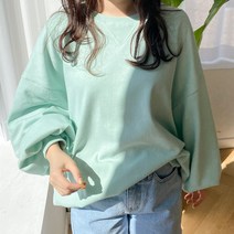 아모르데이 롱 루즈핏 라운드 파스텔 헨트 벌룬 맨투맨