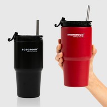 [보보룸] 프리미엄 v2 완벽진공 보온보냉 텀블러 591ml, 블랙