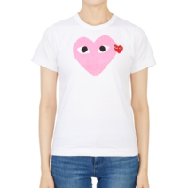 꼼데가르송 꼼데가르송 더블하트 레드와펜 라운드넥AZ T105 051 4 여자 반팔티셔츠