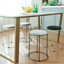 모던원형 스툴의자, (가죽-베이지), 블랙 다리