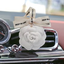 딥블러쉬 까멜리아 꽃모양석고방향제 명품향방향제(본품) 리필오일미포함, 화이트, 리본걸이형(송풍구클립X), 상딸33