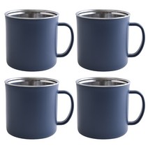 리빙스토리 스텐 머그컵 4p세트 430ml, 네이비 4p