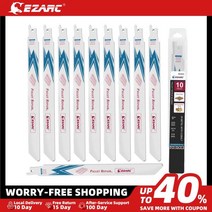 EZARC 10 14 TPI 왕복 톱날 세트 코발트 못 내장 목재 팔레트 다목적 철거 바이메탈 10 개, 01 10Pcs 225mm R922PR A, 01 225mm(9Inch), 01 0.9 미리메터