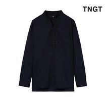TNGT 네이비 솔리드 헨리넥 셔츠