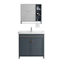 화장실리모델링 이케아세면대 하부장 슬라이딩욕실장, 단일사이즈, S +수도꼭지 블루 미러