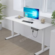스마트 높이 조절 모션 데스크 전동 책상 1000~1600 테이블, 140x60CM, 화이트 프레임+화이트 패널