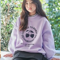 주니어옷가게 주니어 초등여아 키즈 중학생 겨울 퍼프소매하트 기모티 긴팔 오버핏 고학년 6학년 기모 티셔츠