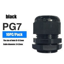 케이블글랜드 방수 케이블 글 랜드 10pcs 케이블 항목 ip68 pg7 3-6.5mm pg9 pg11 pg13.5 pg16 pg1921흰색 검정색 나일론 플라스틱 커넥터, pg7 블랙