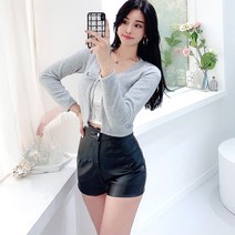 레자단추 반바지 숏팬츠 가죽반바지