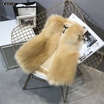 DFMEI 가을 겨울 밍크 조끼 여 모조 여우털 여 점퍼 민소매 코디