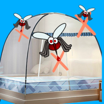 YIZZ 원터치 텐트형 침대 모기장 중형 대형 특대형, 블루