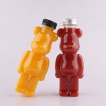 긴곰 380ml 1개 캐릭터병 음료병 (약 가로 7.9cm x세로 6.4cm 높이 21cm 마개3.8cm), 은색캡