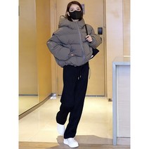 HAYIYA 여성 겨울 후드 디자인 미니 기장 다운 재킷 패딩 코트