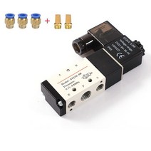 배관 공압 전기 솔레노이드 밸브 5 방향 2 위치 제어 공기 가스 자기 4V210-08 12V 24V 220V 코일 볼트, [06] 4V210-08 w PC12-02, [02] DC24V
