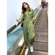 작업복점프수트 벨티드 롤업스타일 발목조거점프수트