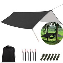 가든 가제보 캐노피 천막 텐트 행사용 포차 간이 3x3m 방수 방수포 텐트 그늘 초경량 비 플라이 정원 캐노피 양산 차양 야외 캠핑 해먹 비치 태양 보호소, 블랙 90인치