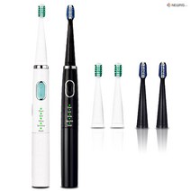 뉴리스 음파 전동칫솔 초음파 진동 칫솔, 본품+칫솔모 2개, 화이트