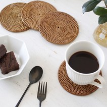 cocooning 인도네시아 깨딱줄기 고급 명품 라탄 티코스터 2type
