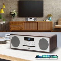 인켈 고출력 미니오디오 CD 블루투스 FM라디오 USB-T1, 월넛