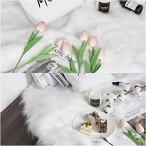인테리어소품 화이트 인조 양털러그 미니러그