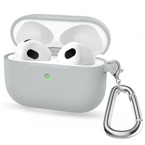 이어폰케이스 Apple 에어팟 3 케이스 무선 이어폰 Funda 액세서리 에어 포드 Anti-fall Anti-lost Cover With Carabiner, [14] Light Gray