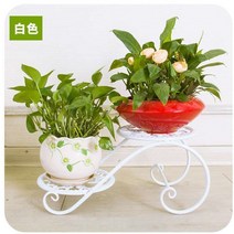 JINGHENG거실화분정리대 화분 받침대 화분진열대 2단 화분받침대 선반 철재 화분정리대, 두 겹의 흰색 꽃꽂이