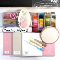 당일출고/ 프리미엄 프랑스자수용품 기본패키지 C 세트- 자수용 원단3종포함 / 독학용 자수키트 / 자수기초세트, 우드컬러, 80실케이스