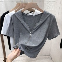 여성 후드집업 크롭티 여름신상 반팔티 숏티셔츠 슬림 SFW0315021