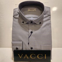 바찌 남성 봄 가을 긴팔 레귤러핏 면 50%혼방 황금비율 화이트바탕에 갈색 네이비 혼합 미니체크 버턴다운 코디하기좋은 컬러 케쥬얼한 셔츠 남방 VD1L 3PR 522 I0