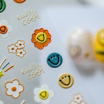 [디비투] 3D입체 데코스티커 네일스티커 모음 (33종디자인), S024-스마일, 1개