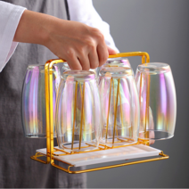 [당일발송] 유럽감성 로즈골드 골드 6구 컵걸이 주방걸이 홈카페 컵정리대 유리컵 잔 스탠드 거치대 컵꽂이 물기받침대 세트, 로즈골드 6구 컵홀더 컵걸이