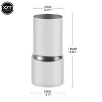범용 스테인레스 스틸 스트레이트 어댑터 감속기 자동차 오토바이 배기 머플러 파이프 라인 용접 여러 크기 사용 가능, 57MM-63MM