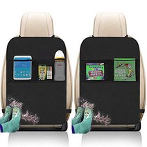 Kick Mats with Organizer - 2 Pack Backseat Protector Seat Covers for Your Car SUV Minivan or Truck, 1