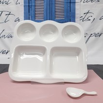 도자기 심플 5구 식판 화이트식판