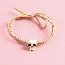 베이지 미니 팬더 머리끈 여자 포인트 포니테일 밴드 똥 헤어 슈슈