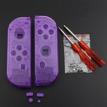 퐁고샵보라색 그립 나사 Nintendo 스위치 NS JoyCon 조이 콘 컨트롤러 하우징 쉘 케이스 조이 콘 핸드 스트, 한개옵션1, 07 Clear purple a set