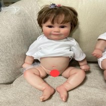 리본돌 전문 돌리아 전문 돌리아 천 바디 전체 실리콘 NPK 신생아 용 재 아기 인형 손 뿌리털 몸 매디 수제 아트 50cm-44-291, 3.brown eye - girl-full silico