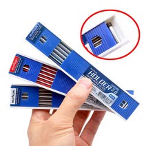 샤프심 2.0mm 12PCS 색상 택1 샤프식 홀더심 파랑 빨강 검정 흑색 도면샤프 국산 문화 케이피아이 연필심 샤프심 홀더심 도면연필 컬러 샤프심 스케치 목공연필 제도 마킹, 도면샤프심 2.0mm(빨강)