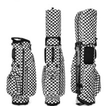 PGM 스탠다드 골프 공 가방 여성 브래킷 방수 경량 클럽 가죽 격자 무늬 프린트, 01 black plaid