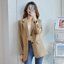 위위브렌 여성용 베이직 심플 투버튼 자켓 세미 정장 데일리 아우터