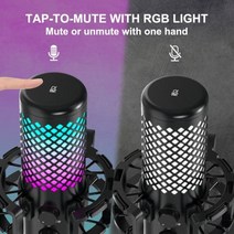 유튜브 방송 마이크 미국 PS5용 Vegue USB 게이밍 RGB 라이트가 있는 PC 콘덴서 음소거 버튼-630586