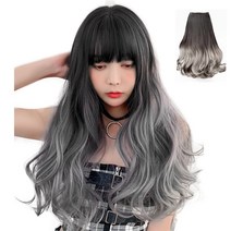 이쁘다샵 가발위드 옴브레 뉴스타일 웨이브 붙임머리 5피스 세트, 블랙 옴브레그레이40cm, 1세트
