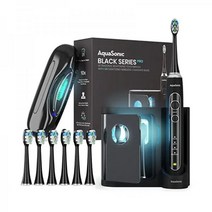 AquaSonic 블랙 시리즈 프로 – UV 살균 베이스가 있는 울트라 화이트닝 칫솔 - 4가지 모드 및 스마트 타이머 충전 여행용 케이스 울트라소닉 전동 ADA 승인