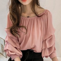 오르난 여성 봄 가을 긴소매 오프숄더 블라우스 TZ044