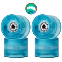 SPORTYOUTH ABEC-9 베어링이 있는 60mm 스케이트보드 휠 78A LED 조명 소프트 크루저 휠 세트 롱보드 나이트 스케이팅 크루징 운송용 4개 팩