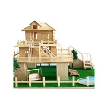 건축 모형 제작 DIY키트 나무스틱 목조 주택 키덜트, 상세 페이지 참고, 반제품+ 도면 방+장식 A+조명+가구