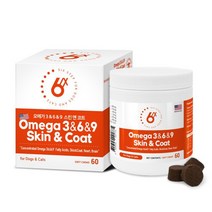 식스스텝 오메가369 스캔앤코트 60츄 강아지 고양이 피부모발 면역력케어 영양제, 단품, 단품